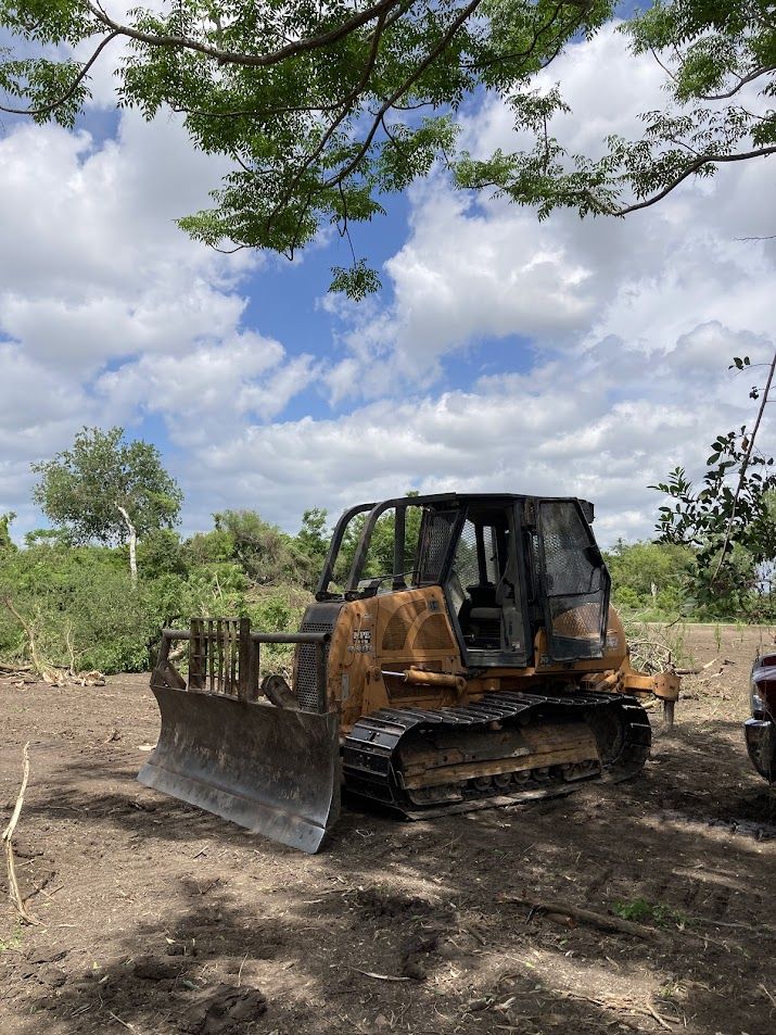 Bulldozer clearing brush and vegetation on a development site in the Rio Grande Valley